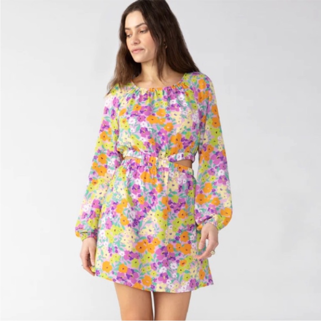 Sanctuary Floral Cutout Long Sleeve Minidress